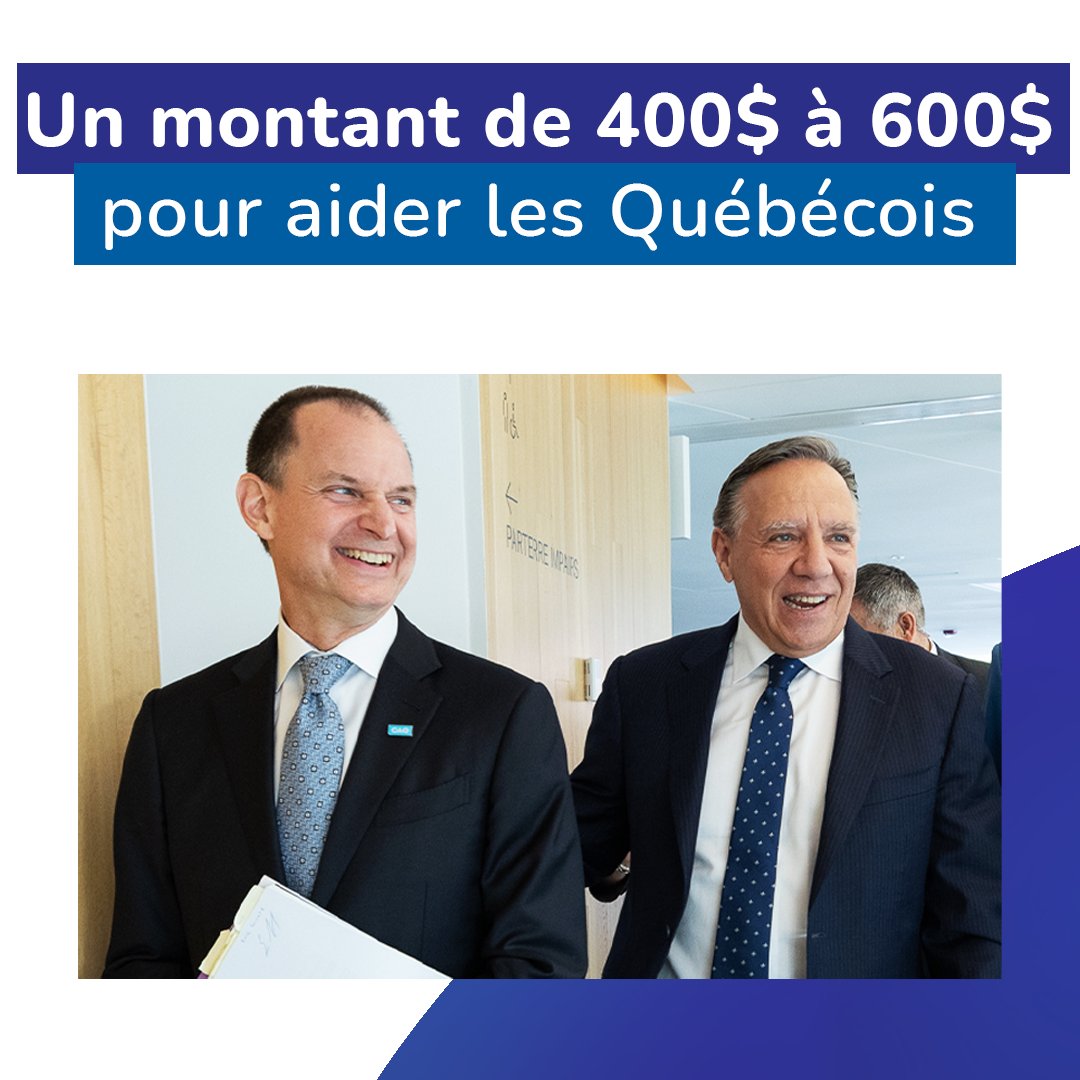 francoislegault's tweet photo. On avait promis d’aider les Québécois à lutter contre l’inflation.🛡️
Le ministre des Finances @EricGirardMFQ a dévoilé ce matin les détails du montant qui aidera 6,5 M de contribuables. Il s’agit de la 1ère étape de notre plan. 
Votre gouvernement continuera d’être là pour vous. https://t.co/98VBiLjzZX