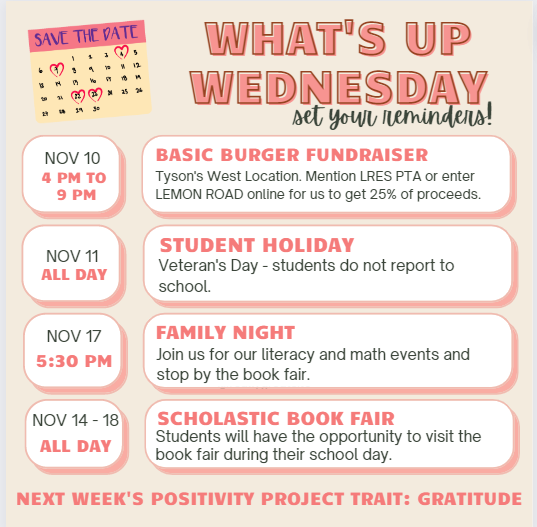 lemonroadschool's tweet photo. Our official calendar has more events and information about what is going on at Lemon Road and how to pre-purchase food for Family Night. #LRESLionPride #LionsLearningForward https://t.co/Buwodf1FMg