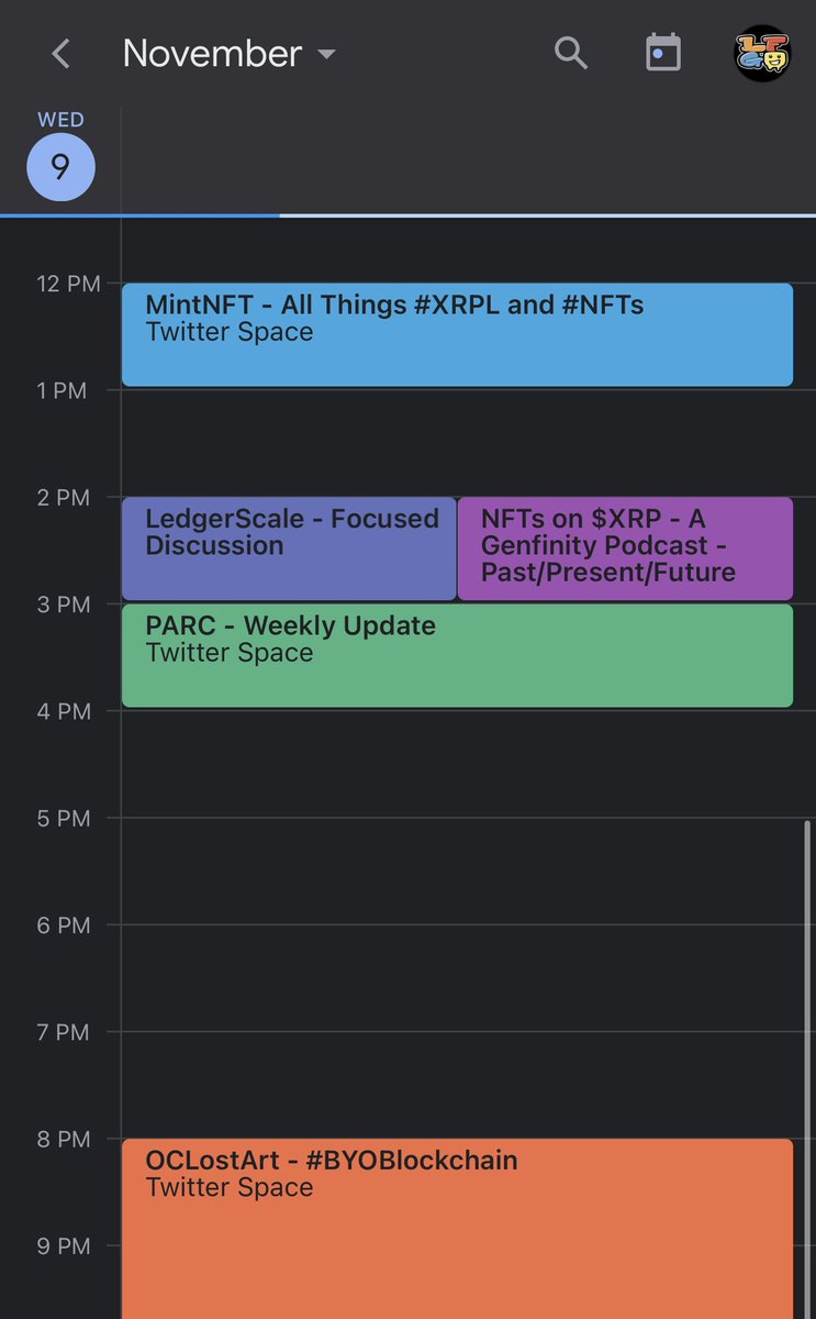 Let's Effing Go! (@letseffinggo) on Twitter photo GM #XRPL! Today on the #CommunityCalendar we’ve got some 🔥 Twitter Spaces!
<a href="/mintnftofficial/">James Sun</a> - All things #XRPL and #NFTs
<a href="/LedgerScale/">Ledger Scale</a> - Focused Discussion
<a href="/GenfinityIO/">Generation Infinity</a> - NFTs on $XRP
<a href="/ApeRowboatClub/">Pixel Ape Rowboat Club (PARC)</a> - Weekly Update
<a href="/OCLostArt/">Lost Art</a> - BYOBlockchain
Details👇🏼, let’s go! GM #XRPL! Today on the #CommunityCalendar we’ve got some 🔥 Twitter Spaces!
<a href="/mintnftofficial/">James Sun</a> - All things #XRPL and #NFTs
<a href="/LedgerScale/">Ledger Scale</a> - Focused Discussion
<a href="/GenfinityIO/">Generation Infinity</a> - NFTs on $XRP
<a href="/ApeRowboatClub/">Pixel Ape Rowboat Club (PARC)</a> - Weekly Update
<a href="/OCLostArt/">Lost Art</a> - BYOBlockchain
Details👇🏼, let’s go!