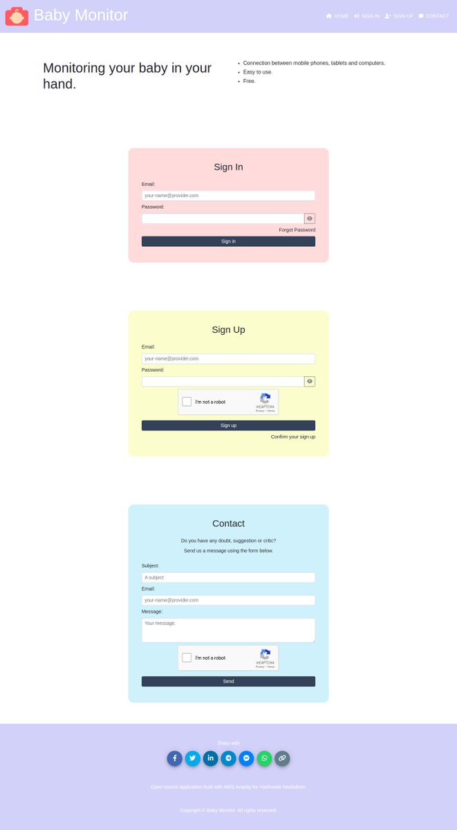 AWSAmplify's tweet image. Checkout this awesome #AWSAmplifyHackathon winning project! 🏆

@rodrigokamada built a baby monitoring app with Amplify Studio, CLI, and Hosting

go.aws/3fRTwV2
