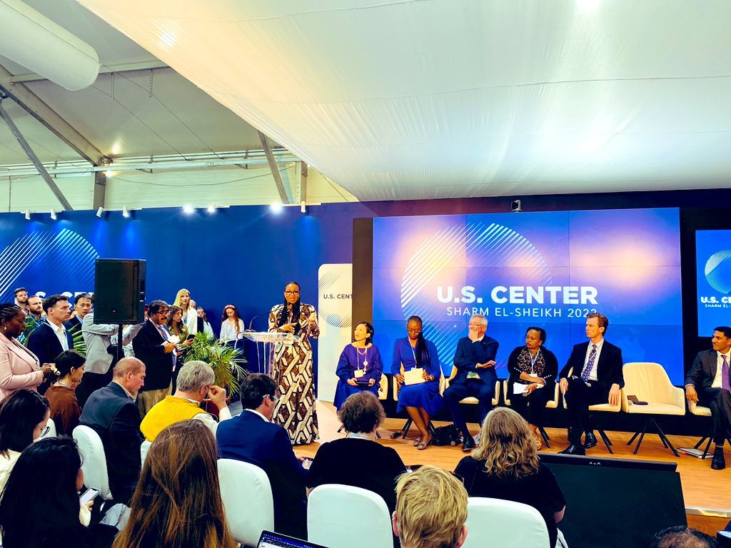AbdirhmanNur's tweet photo. I am very excited to participate in the #UScenter to promote the climate change agenda in Africa, inspiring and achieving progress through public and private partnerships to address climate change-related energy, @ClimateEnvoy the US climate envoy, spoke. #Cop27 #Somalia https://t.co/stqqXqihrv