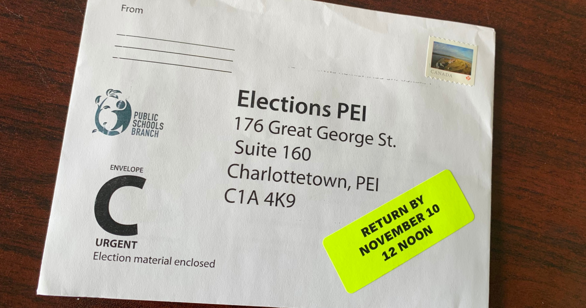 Reminder - time is running out to get your school board election ballot in to <a href="/ElectionsPEI/">Elections PEI</a> - by noon tomorrow, Nov. 10. 
<a href="/EducationPEI/">Education PEI</a> <a href="/CSLF_IPE/">La CSLF de l'Î.P.É.</a> <a href="/PSBPEI/">Public Schools Branch</a>