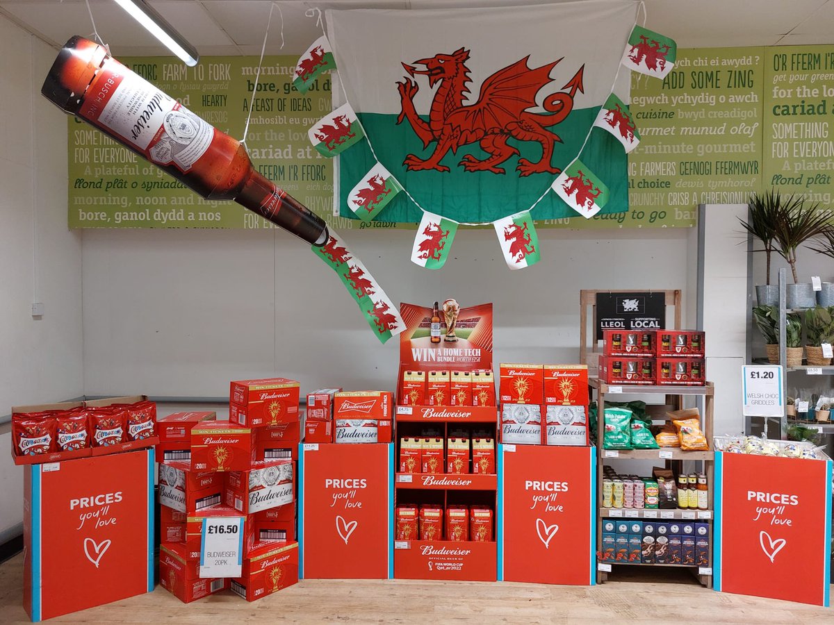 Getting Machynlleth #coop ready for the World Cup #Budweiser C’mon Cymru