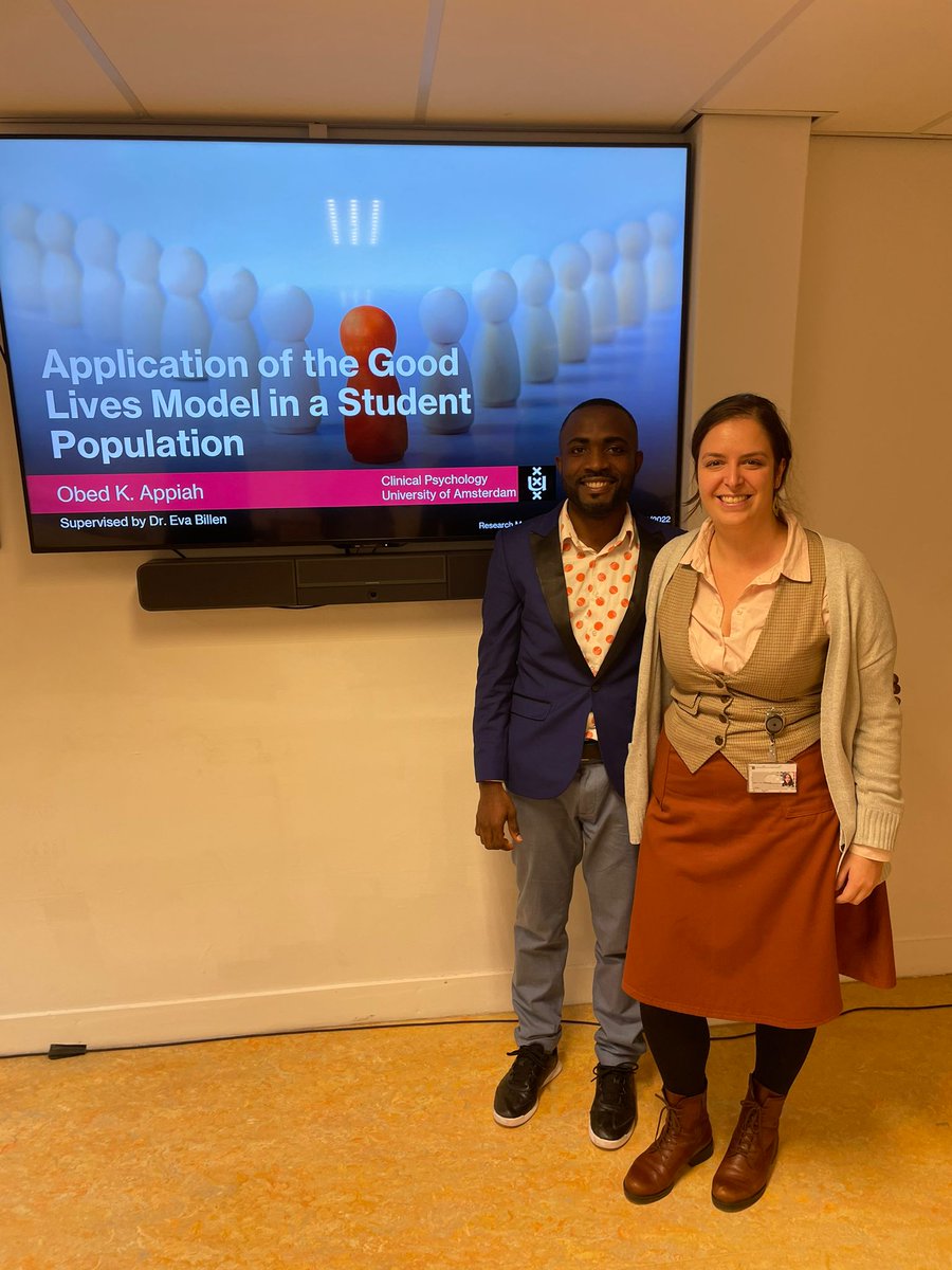 oak27oak's tweet photo. I was excited today to present my thesis on the Good Lives Model. It was wonderful to have Eva Billen, PhD as my supervisor. I enjoyed the process and she was helpful in the learning process. She's one of the wonderful personalities I've met at UvA.
#UvA #ResMas #GoodLivesModel https://t.co/z0Cxr4KLqh
