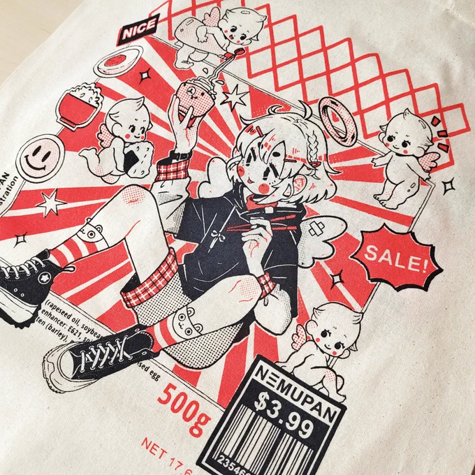 Kewpie Mayo totebags came in just in time for Anime NYC! Will have them at my table, and all bags come with a free sticker! 