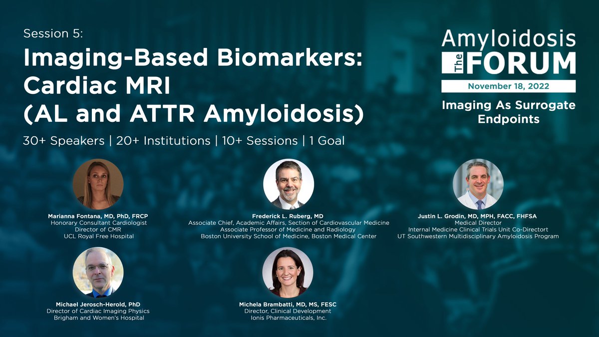 Don't miss the #AmyloidosisForum fifth session: exploring Cardiac MRI as an Imaging-Based Biomarker for AL & ATTR #amyloidosis: