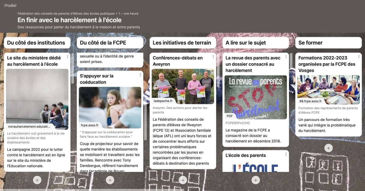 Comment instaurer le dialogue à la maison sur le harcèlement à l’école ? La #FCPE a compilé pour les parents de nombreuses informations de référence sur un padlet dédié. #NonAuHarcèlement
padlet.com/FCPE_nationale…