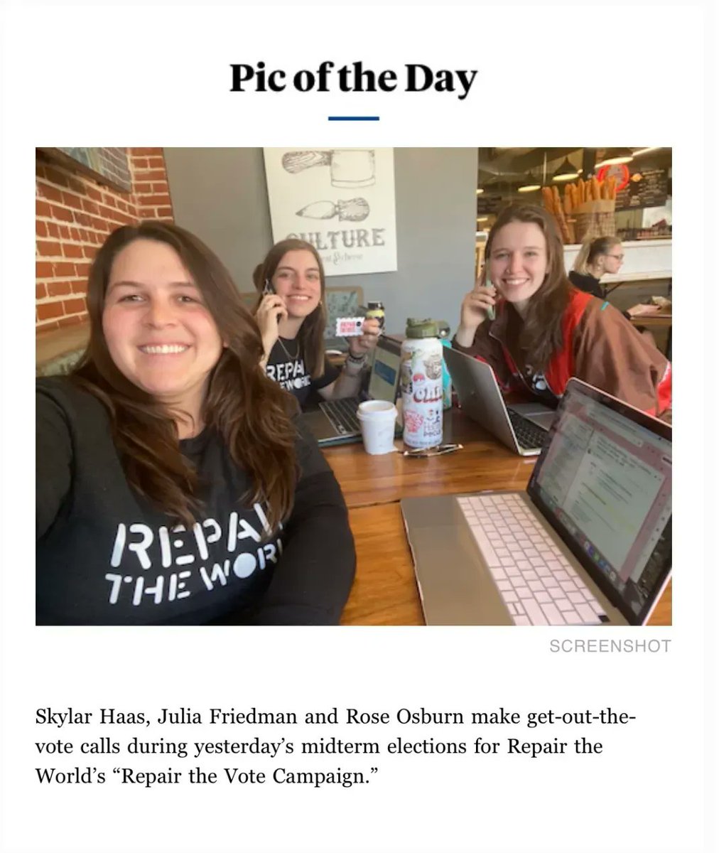 👀 Chutzpah phone-bankers got a shoutout in the @eJPhil newsletter this AM! We were proud to team up with @repairtheworld + @Enviro_Voter yesterday for our Election Day get-out-the-climate-vote event.