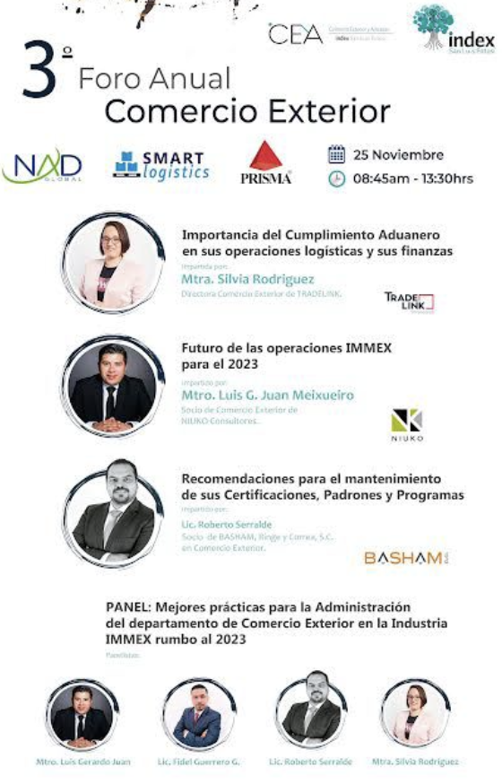 CAutomotrizSLP's tweet photo. CLUSTER AUTOMOTRIZ SAN LUIS POTOSí a través de @indexSLP te invita al 3º Foro Anual de Comercio Exterior 2022 "Compliance Aduanero 2023"
Ingresa el código CLUSTER AUTOMOTRIZ en el registro y obten un 50% de descuento en el precio, siendo socio #CASLP
📋https://t.co/UI7WZkxNPU https://t.co/esMx2Cn1Og
