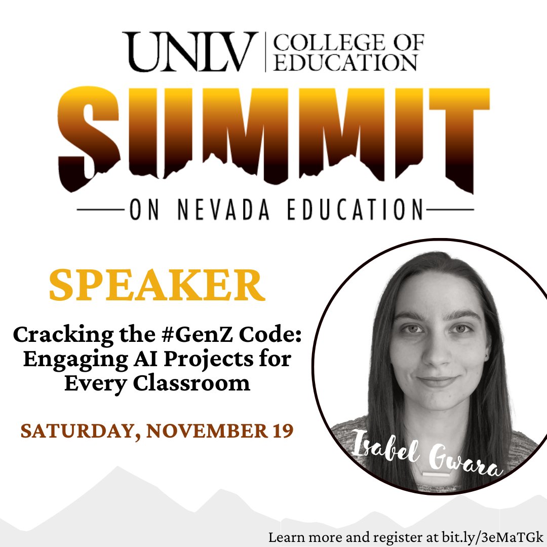 aiEDU's Curriculum Lead Isabel Gwara will be speaking next week at the @unlv Summit on Nevada Education about 'Cracking the #GenZ Code.'