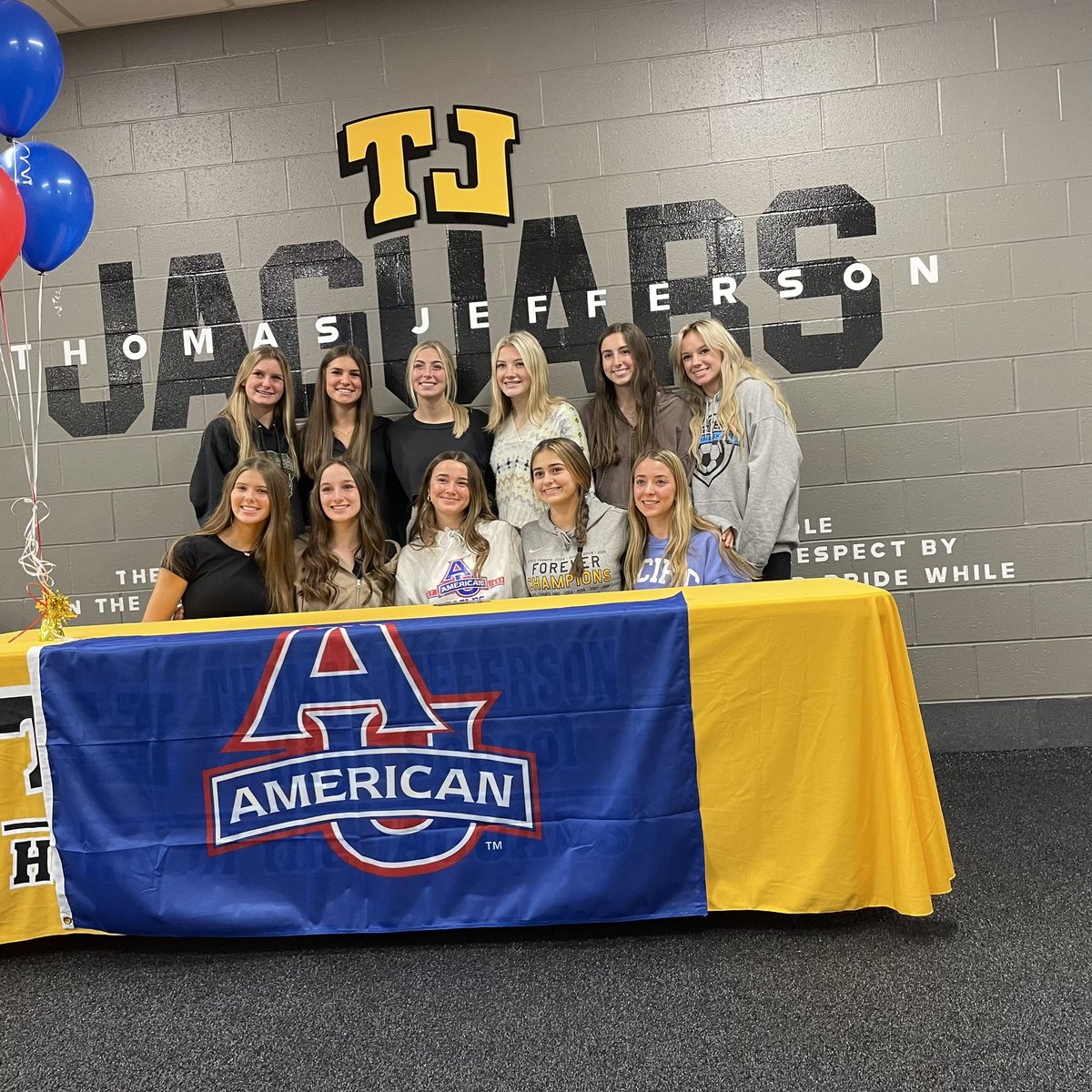 TJ Soccer Boosters (@tjsoccerbooster) on Twitter photo Congratulations to our very own <a href="/VozarBella/">Bella Vozar</a> who had some teammates witness her official signing today. Bella will continue her athletic and academic career at American University. Best of luck to you!! ⚽️🐾
#WErTJ
#TJSoccer
<a href="/wjhsd/">West Jefferson Hills SD</a>
<a href="/TJHSJaguars/">TJHSJaguars</a> Congratulations to our very own <a href="/VozarBella/">Bella Vozar</a> who had some teammates witness her official signing today. Bella will continue her athletic and academic career at American University. Best of luck to you!! ⚽️🐾
#WErTJ
#TJSoccer
<a href="/wjhsd/">West Jefferson Hills SD</a>
<a href="/TJHSJaguars/">TJHSJaguars</a>
