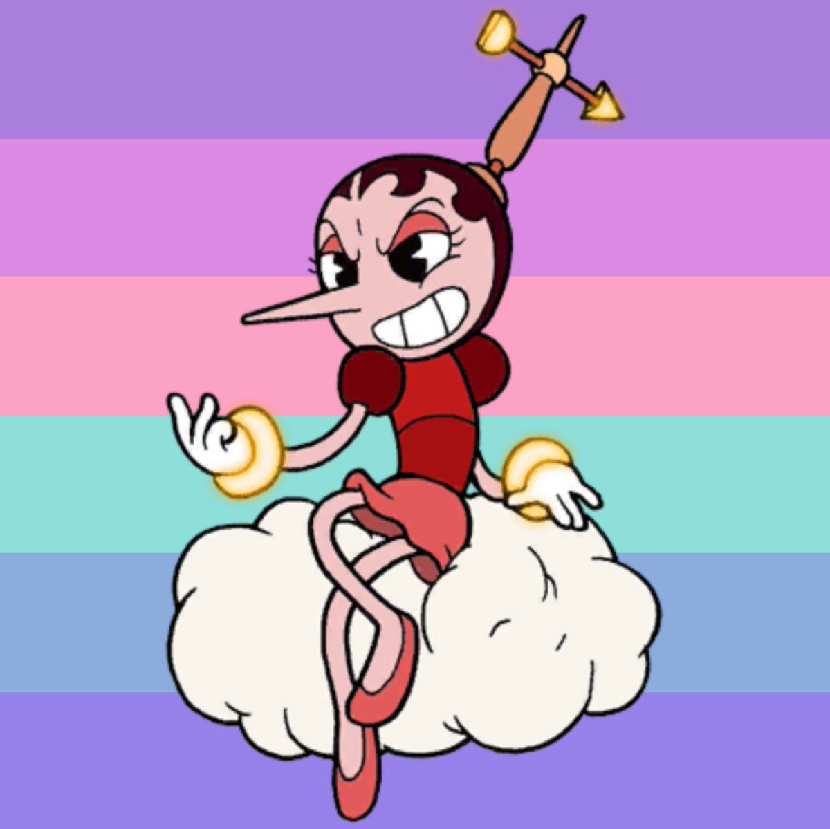 fluidfragment's tweet image. Hilda Berg from Cuphead is genderfrith