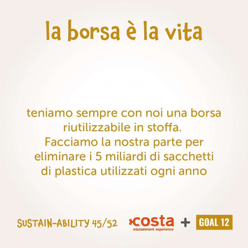 AcquarioGenova's tweet photo. La sfida di questa settimana è....
Teniamo sempre con noi una borsa della spesa riutilizzabile, per evitare sprechi!
#green #vivisostenibile #LoveYourPlanet #costaedutainment #sustainabilitygoals #sustainablelifestyle #costaedutainmentchallenge #52tips #buoneabitudini #52weeks https://t.co/sagSPLq3Ct