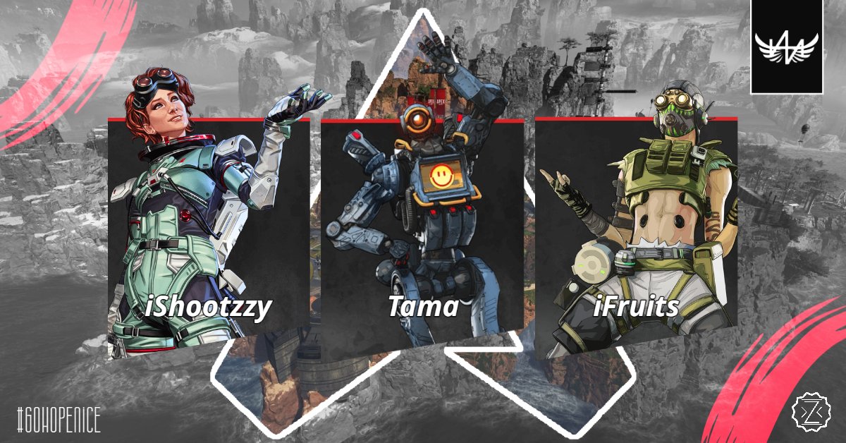 HopeNiceGG's tweet photo. Hoy Hope Nice da bienvenida a nuestro Roster de #ApexLegends 👀
Nos estarán representando en próximos torneos 👏
Ellos son:
🔴@iShootzzy
🔴@Tama_Z2
🔴@Astrid__Montero
¡BIENENIDOS! 🥳💪🔥
A esta su nueva casa, contamos con ustedes
#GoHope #WeAreHope #HopeNice https://t.co/jihdhQqCRh
