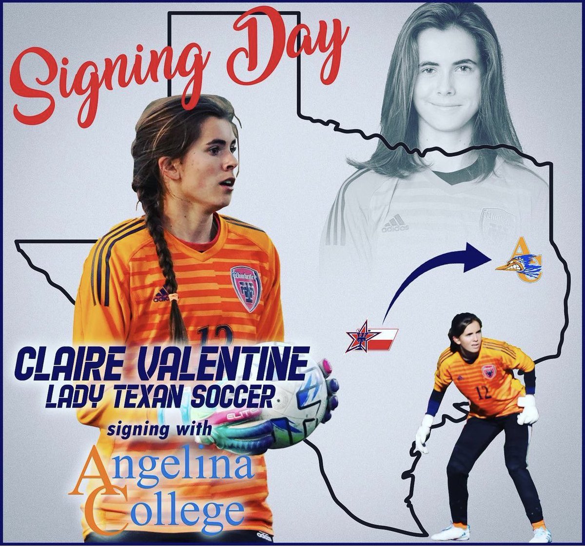 It’s Official, Claire is an @AngelinaSocc Roadrunner! Very PROUD of you Claire and we are excited for a great experience at Angelina College. #WEAREAC