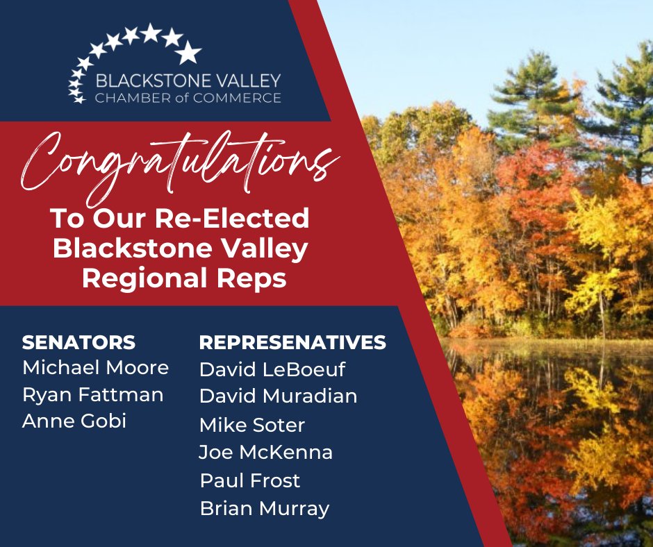 Congratulations to our re-elected Blackstone Valley Regional Reps! 

#statereps #senators #blackstonevalley #congrat #congratulations #bvcc