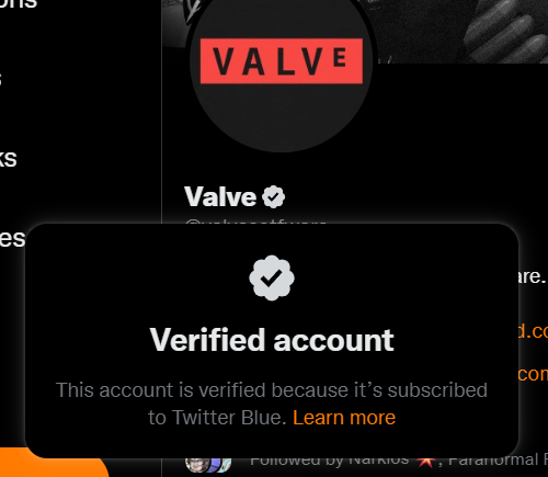 gabefollower's tweet photo. this announcement is fake, created with purchased twitter blue checkmark, real account @valvesoftware https://t.co/D3B3D8guYq