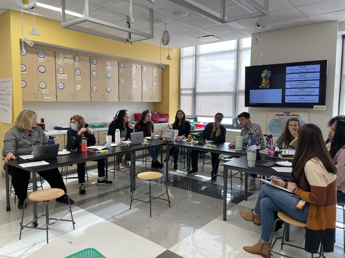 We had our first lunch + learn at Hatch! Look at all the teachers who came to learn about building number sense through rich math tasks! We ate some pizza, did some math and had great conversations. #hatchtigers #weared97 <a href="/OakPark97/">Oak Park District 97</a>