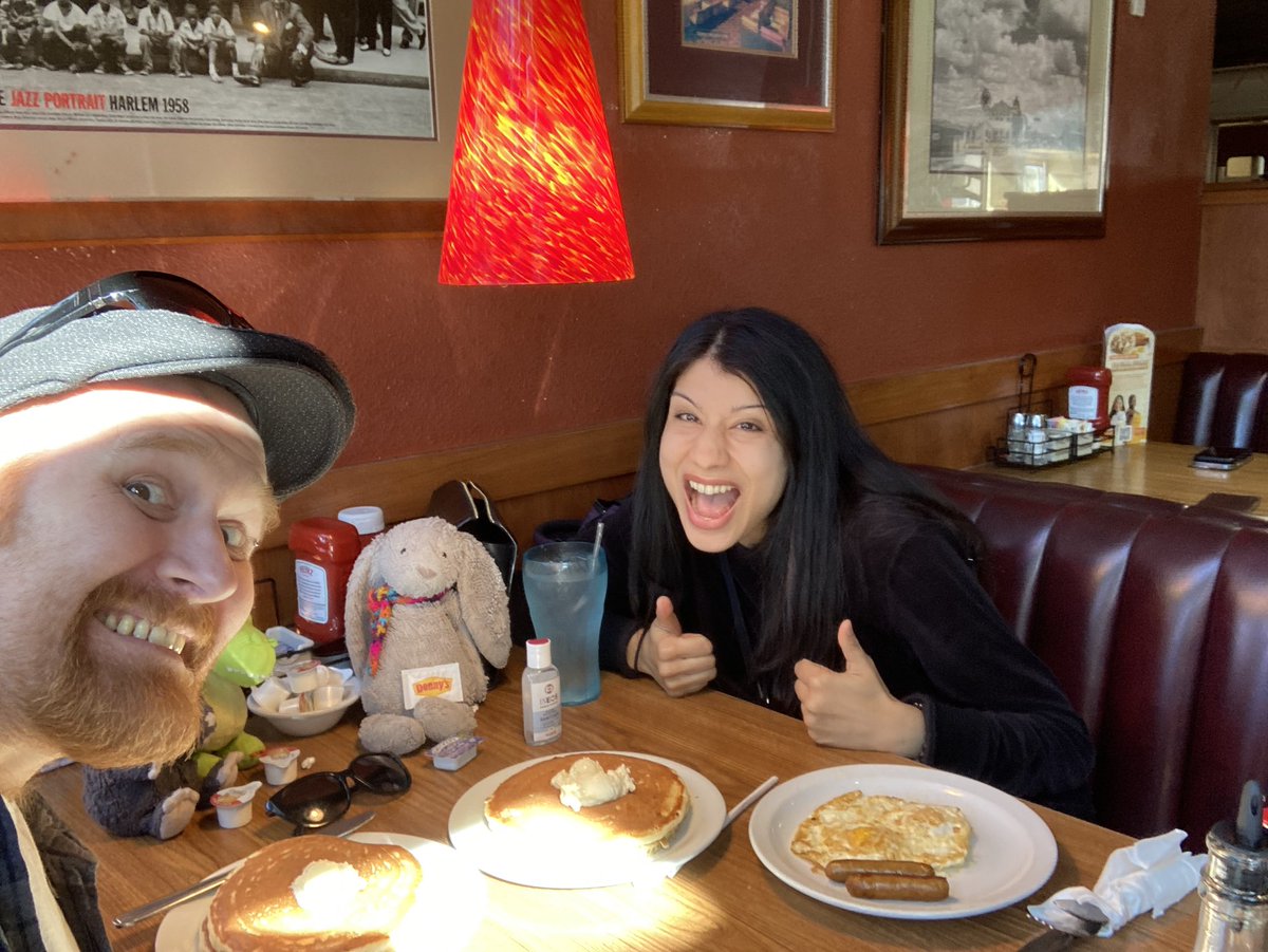 Tomorrow_Bird's tweet photo. Enjoying our final breakfast at Dennyโs before catching our (delayed) flight back to the UK.
What an adventure weโve had!โฆbut we are looking forward to being back home again โบ๏ธ๐ถ
#LAtrip #GoodbyeLA https://t.co/2WqquaOxyW