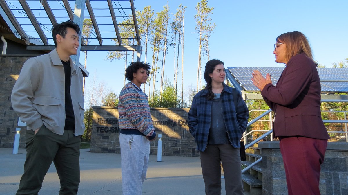 NYSERDA's tweet photo. The @RoadtripNation roadtrippers are exploring #cleanenergy #careers in NYS for a future documentary. In 1 week, the journey has brought them to #Buffalo, #NiagaraFalls, #Lowville, #TupperLake, &amp; #Plattsburgh! The road trip continues 👀 for updates. https://t.co/VD2wH5M3je