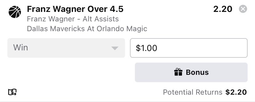 ozprops's tweet image. 1U - Wagner o4.5 AST - Back again with Franz here, Mavs allow 5th most AST to SG, Franz has hit this line 5/6