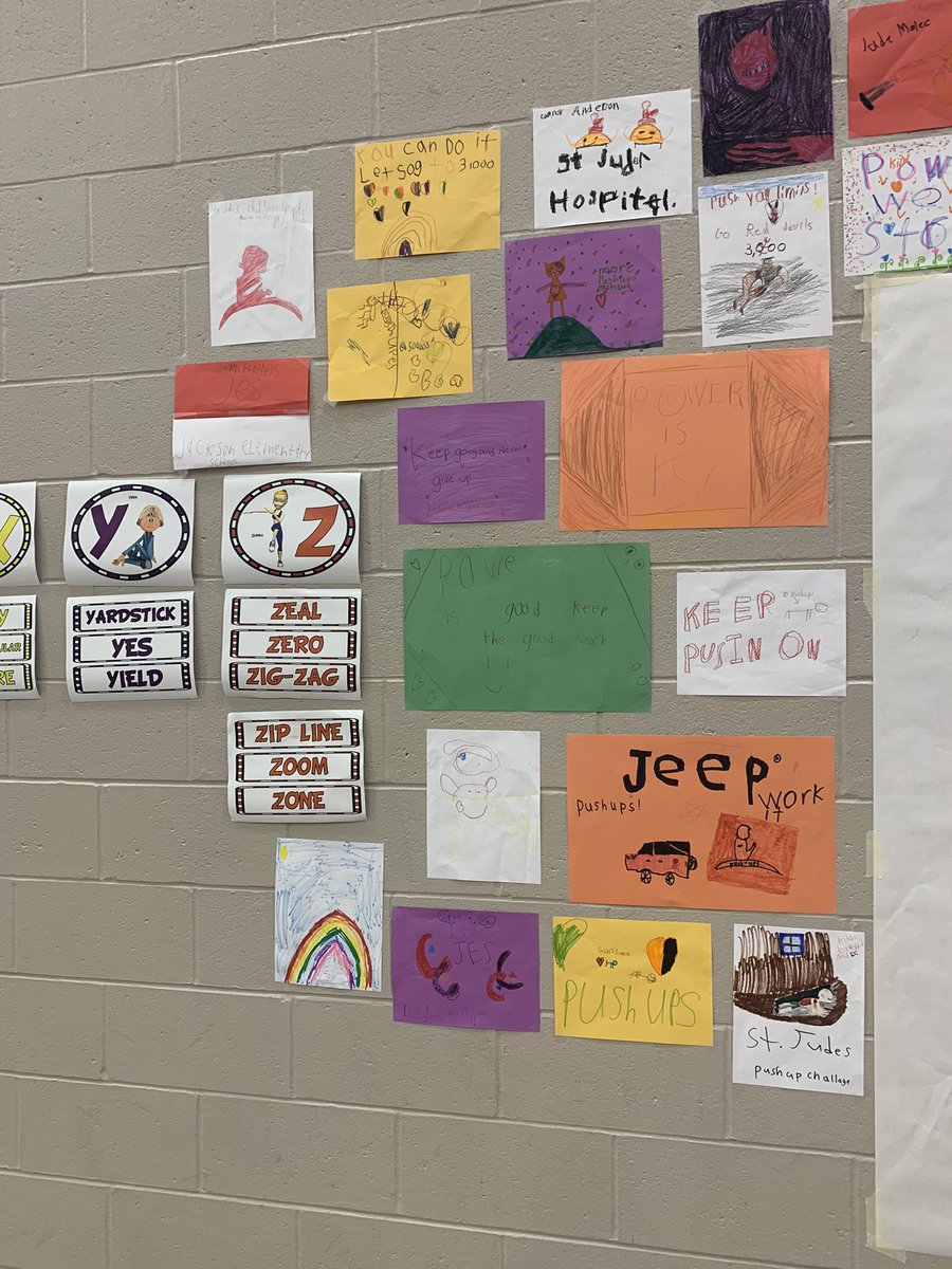 JacksonEl_CCSD's tweet photo. Jackson Elementary Students are working hard to complete @StJude #PushUpChallenge in PE Class with Ms. Woomer. #WeAreCC https://t.co/bGDfBr1Tot