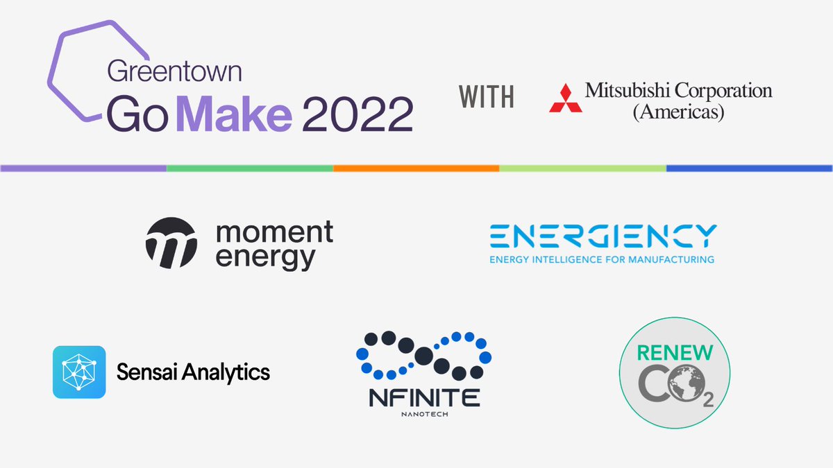 GreentownLabs's tweet photo. #GoMake2022 will accelerate startup-corporate partnerships to decarbonize points across traditional industrial supply chains with Mitsubishi Corporation (Americas) + the M-Lab Companies! Meet the five innovative startups chosen to participate: https://t.co/efrNJagiwF #GreentownGo https://t.co/RIvpK2lLGF