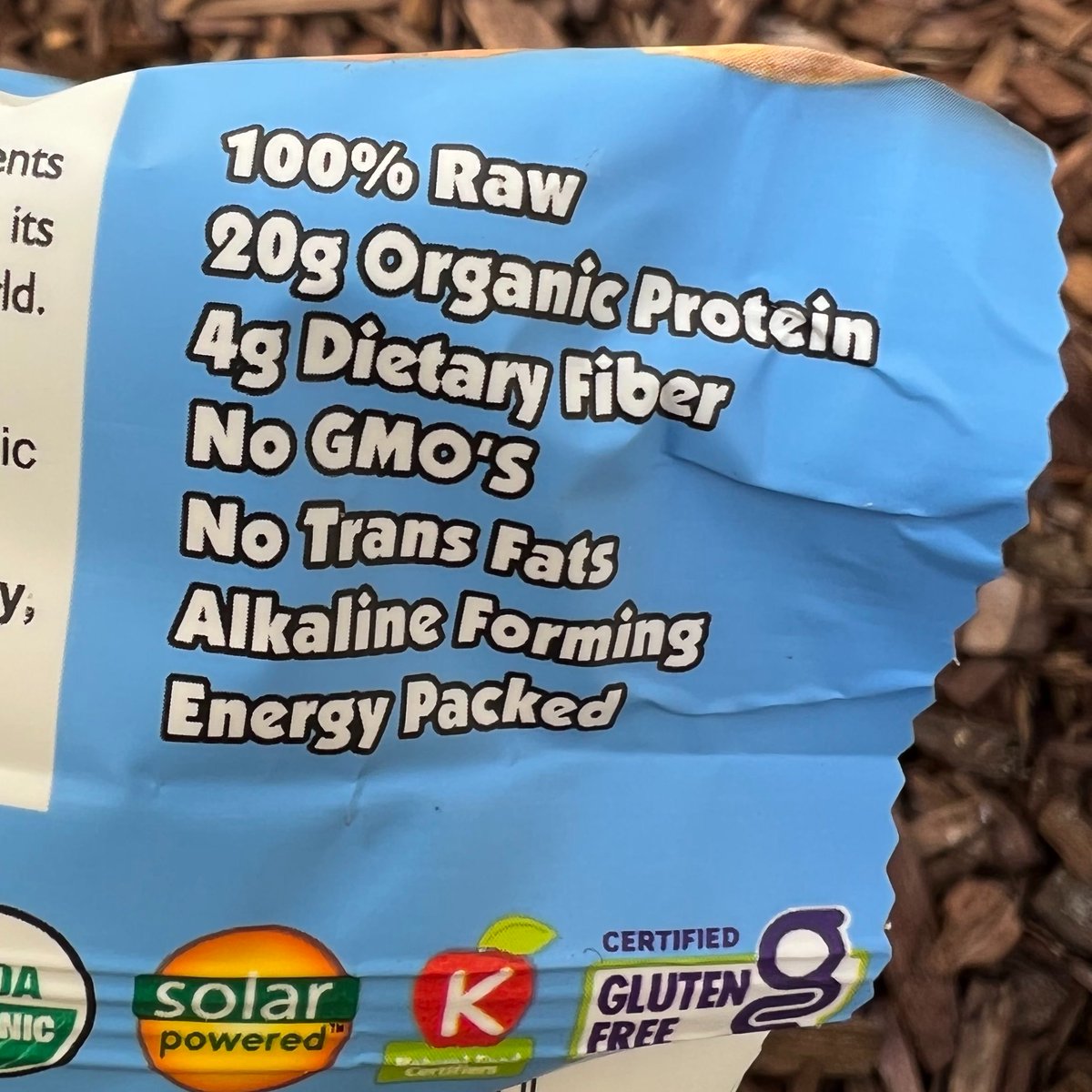 100% Raw, 20g Organic Protein, 4g Dietary Fiber, No GMO's, No Trans Fats, Alkaline Forming, and ENERGY PACKED!