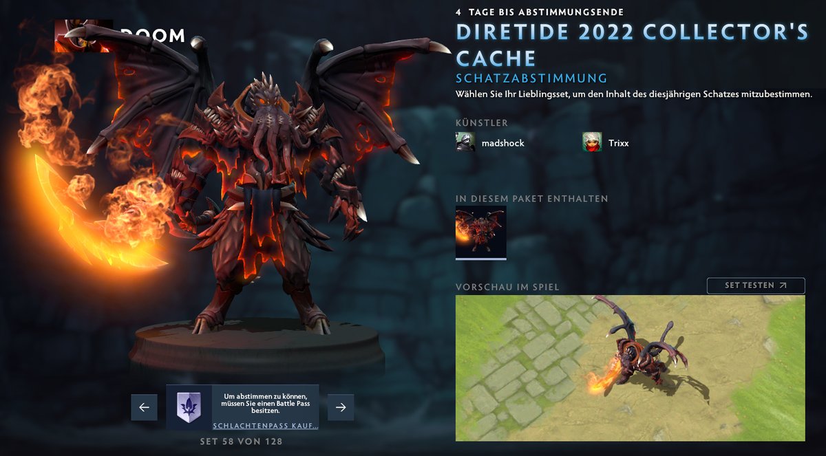 madshockart's tweet photo. i am one day late :) but here we go! our sets in this years diretide 2022 collectors cache vote. would be awesome if u can drop us a vote!
doom with @scottclark610 
ogre with @MrGodzy  
pudge with @_arthurpalmeira 
and good luck to everyone other! great sets this year. https://t.co/IV6lcitAQE