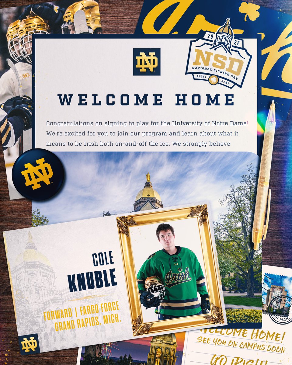 ☘️ 𝐖𝐞𝐥𝐜𝐨𝐦𝐞 𝐇𝐨𝐦𝐞 ☘️

From Grand Rapids to South Bend, Cole Knuble is officially Irish. 

#GoIrish