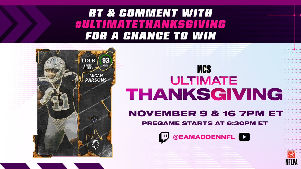 RETWEET and FOLLOW me for a chance to win <a href="/MicahhParsons11/">Micah Parsons</a> in MUT!