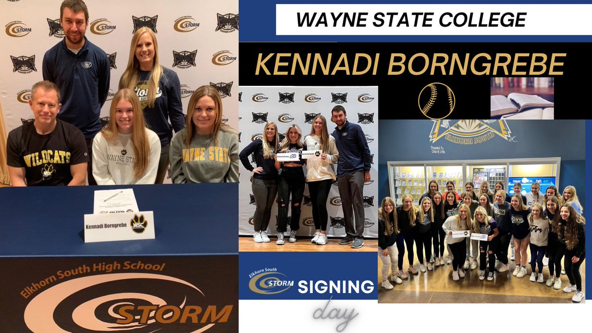 ESHS Storm Softball (@eshssoftball) on Twitter photo We are excited to 👀 this Ace pitcher, clean-up 🥎hitter & academic 📚 award winner continue her legacy <a href="/WSCWildcatSB/">WSC Softball</a> Wayne State! Congrats to <a href="/kenborngrebe/">Kennadi Borngrebe</a> on your <a href="/ElkhornPS_ESHS/">Elkhorn South HS</a> signing day today! 🔥🤩
<a href="/ESHSSoftball/">ESHS Storm Softball</a> <a href="/DCPGSports/">DC Post-Gazette</a> <a href="/NebraskaHSSB/">Nebraska HS Fastpitch</a> <a href="/IHartFastpitch/">I❤️Fastpitch</a> We are excited to 👀 this Ace pitcher, clean-up 🥎hitter & academic 📚 award winner continue her legacy <a href="/WSCWildcatSB/">WSC Softball</a> Wayne State! Congrats to <a href="/kenborngrebe/">Kennadi Borngrebe</a> on your <a href="/ElkhornPS_ESHS/">Elkhorn South HS</a> signing day today! 🔥🤩
<a href="/ESHSSoftball/">ESHS Storm Softball</a> <a href="/DCPGSports/">DC Post-Gazette</a> <a href="/NebraskaHSSB/">Nebraska HS Fastpitch</a> <a href="/IHartFastpitch/">I❤️Fastpitch</a>