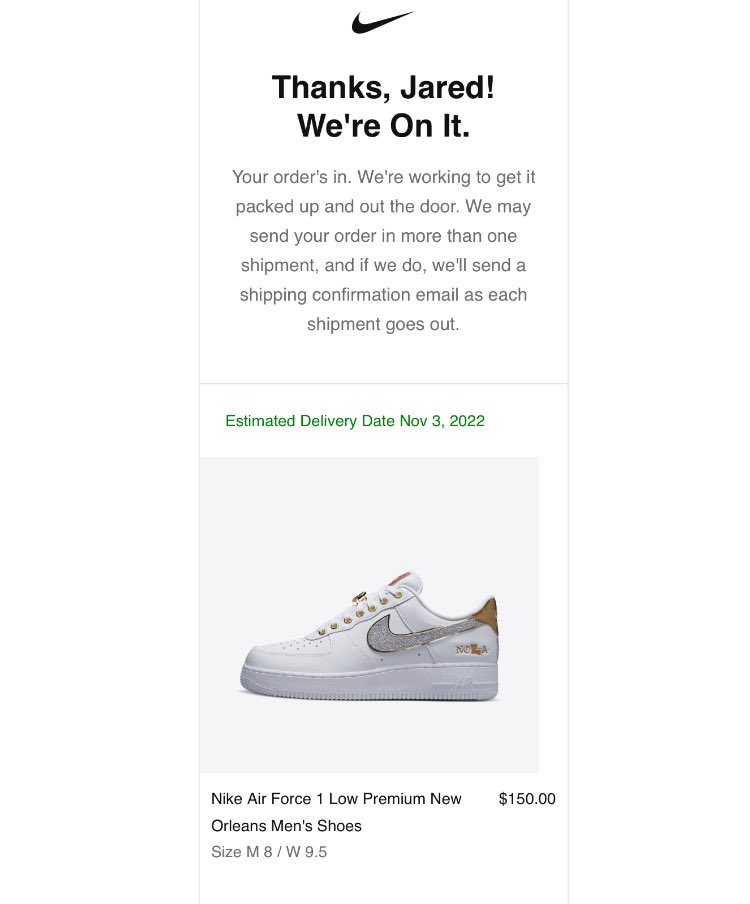 C6Cece's tweet photo. @Nike taking money but only providing false hope to their customers.  Help me understand how these AF1 were purchased, confirmed by your system and by your employees to only change the story and say they’re sold out! I want my shoes #NikeJustDoIt https://t.co/35npFY4r9S