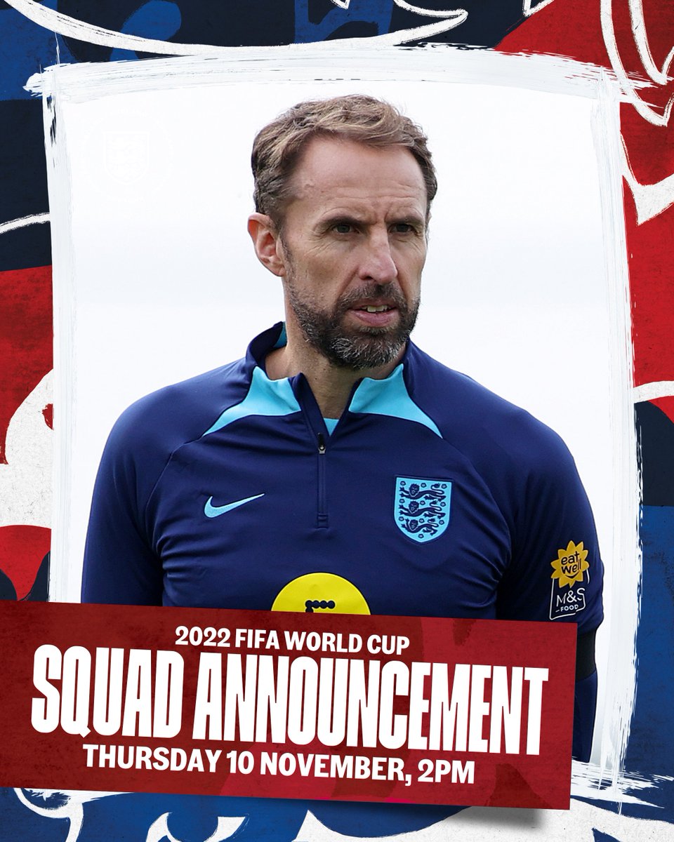 Your #ThreeLions squad for the 2022 <a href="/FIFAWorldCup/">FIFA World Cup</a> will be announced at 2pm today! 🏴󠁧󠁢󠁥󠁮󠁧󠁿

Who do you want to see included?