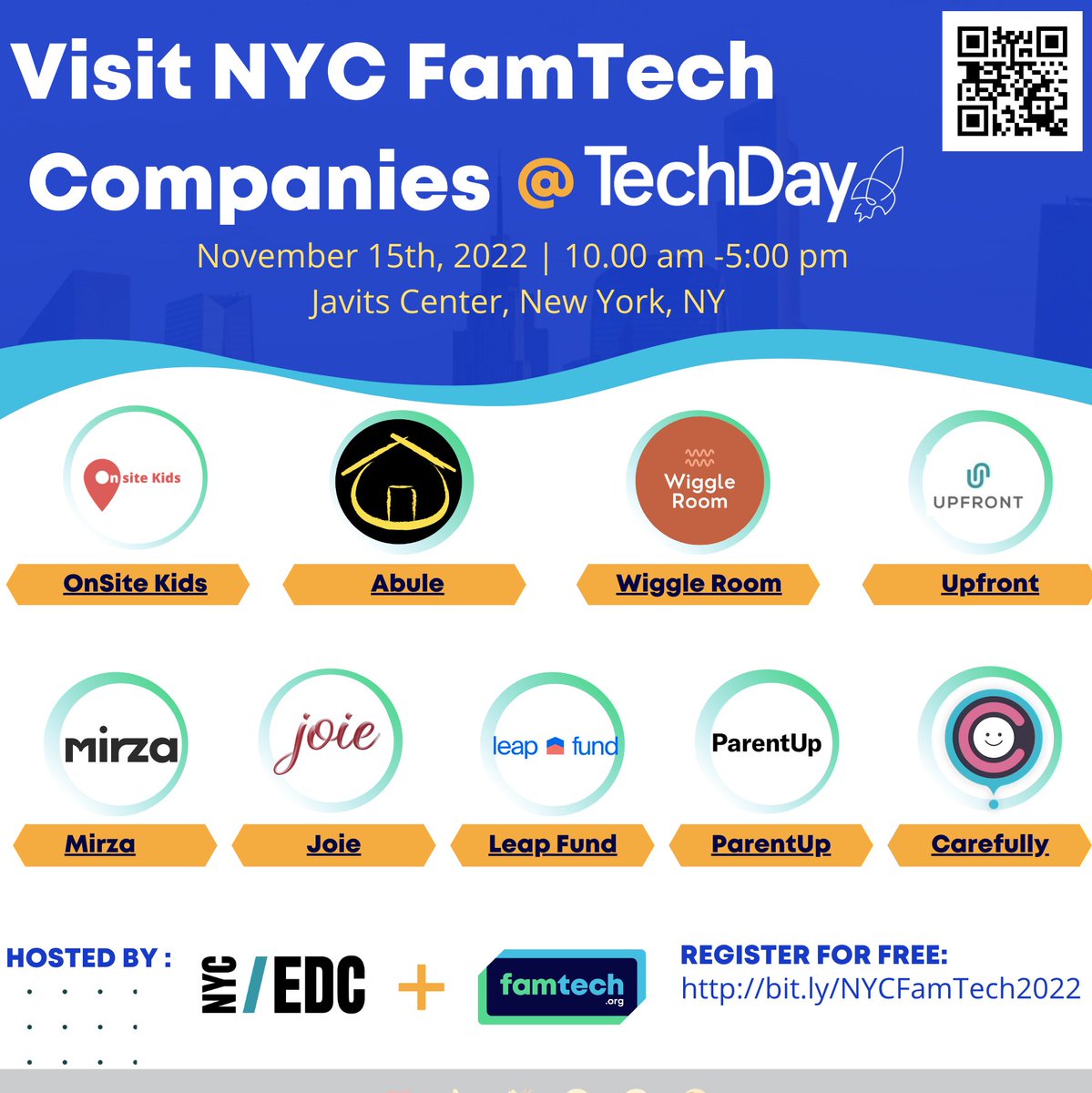We will be at the <a href="/TechDayHQ/">TechDay</a> NYC Expo on Tues, 11/15! Check us out at the FamTech Pavilion—we'll have candy and fun stuff! Get your FREE ticket here: bit.ly/NYCFamTech2022