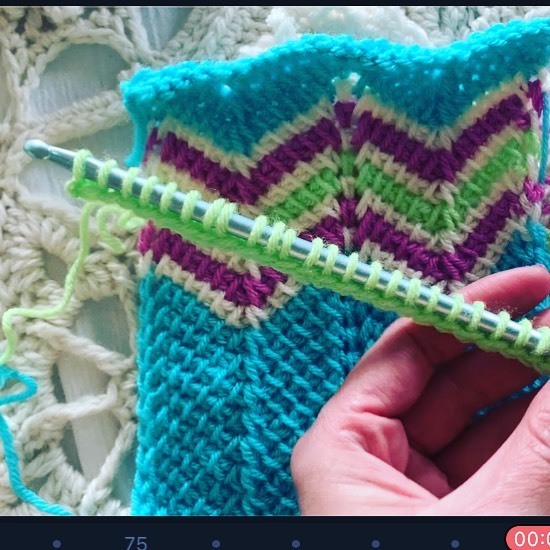 A new video is live! Tunisian Chevron. Go to YouTube.com/EllenGormley instagr.am/p/CkwZk8LJ8Mo/