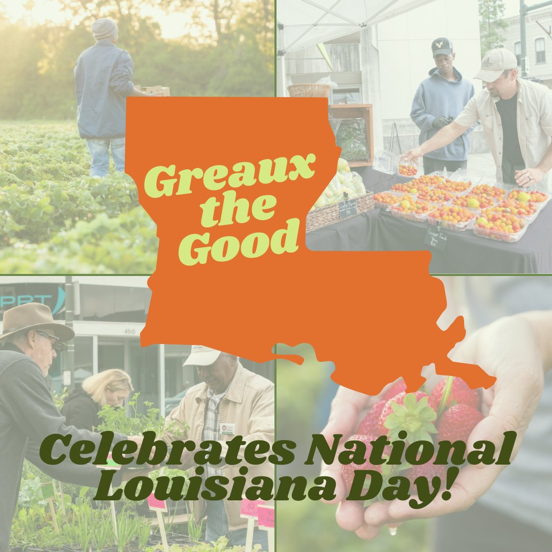 GreauxtheGoodLA's tweet photo. Greaux the Good, Louisiana’s new statewide Market Match nutrition incentive program, celebrates #NationalLouisianaDay! Greaux the Good, operated by Market Umbrella, a nonprofit based in New Orleans, is good for farmers and good for families. Visit us at https://t.co/nOqyhBhecx! https://t.co/0i8yYem6xA