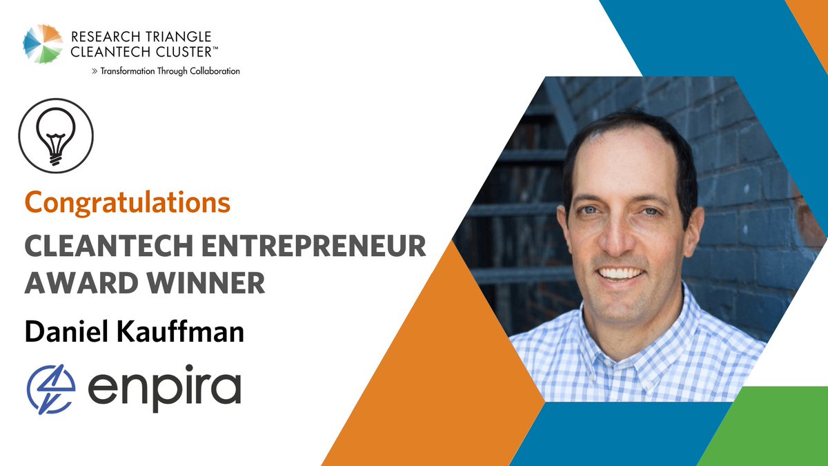 Congratulations to our 2022 Cleantech Entrepreneur Award Winner: Daniel Kauffman, Founder, President, &amp; CEO of <a href="/EnpiraInc/">Enpira</a>! Under his leadership, Enpira has partnered w/ orgs to identify efficiency opportunities, show improvement, save staff time, &amp; help manage facilities.