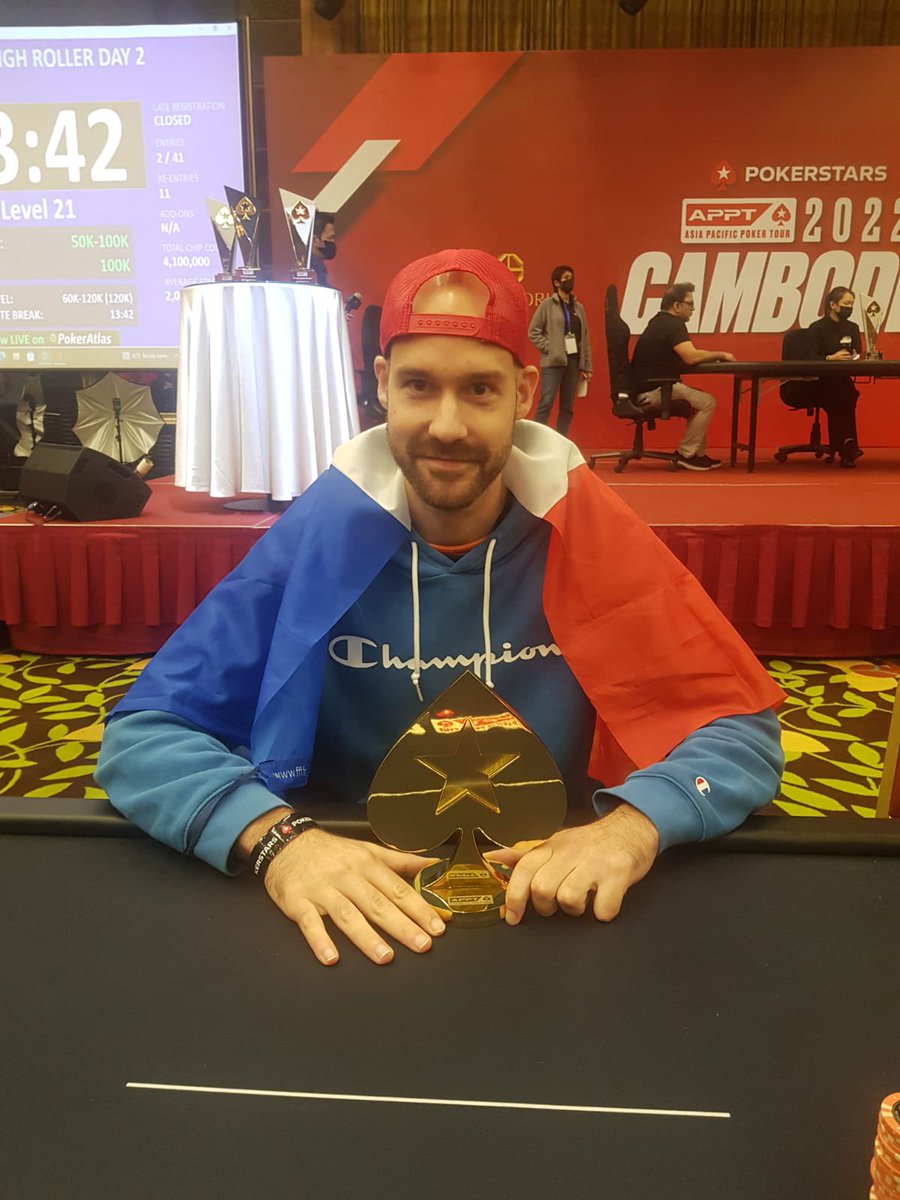 ClemKorteX's tweet photo. 🏆 Champion du $3K HR de l’APPT Phnom Penh pour $32K après deal en HU avec @pulsar83_ 
Quel pied d’avoir vécu ça ensemble.
A demain pour la photo officielle du titre. 
Et GG à Olux pour sa 5ème place. 

#champion #poker #lifegoals #trophy #pokerstars https://t.co/PNemqXQeN8
