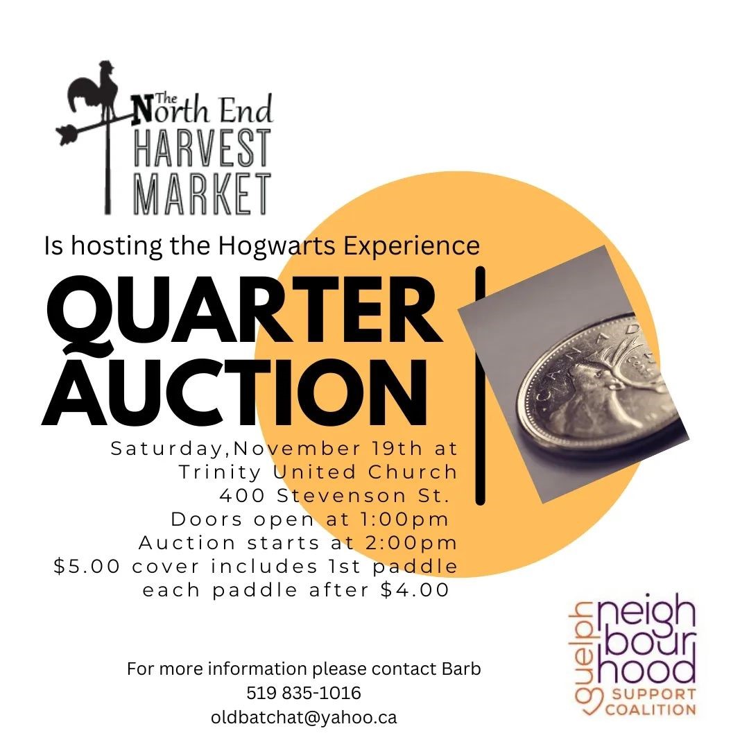 Fun fundraising event! One of our team members, Barb, is hosting a Hogwarts themed Quarter Auction to support The North End Harvest Market. Come out on November 19th to Trinity United Church for some auction fun in support of a good cause! <a href="/GuelphNsc/">GuelphNSC</a> #Guelph