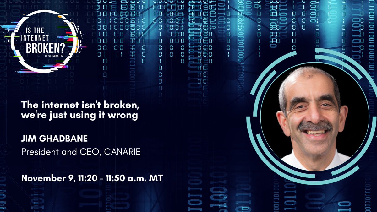 CANARIE_Inc's tweet photo. Is the internet broken or are we just using it wrong? If you’re attending #CyberSummit22, make sure to join @JGhadbane as he reflects upon the evolution of internet and the role of R&E community: https://t.co/4BC6Y8qv3c https://t.co/djGtITT6iT