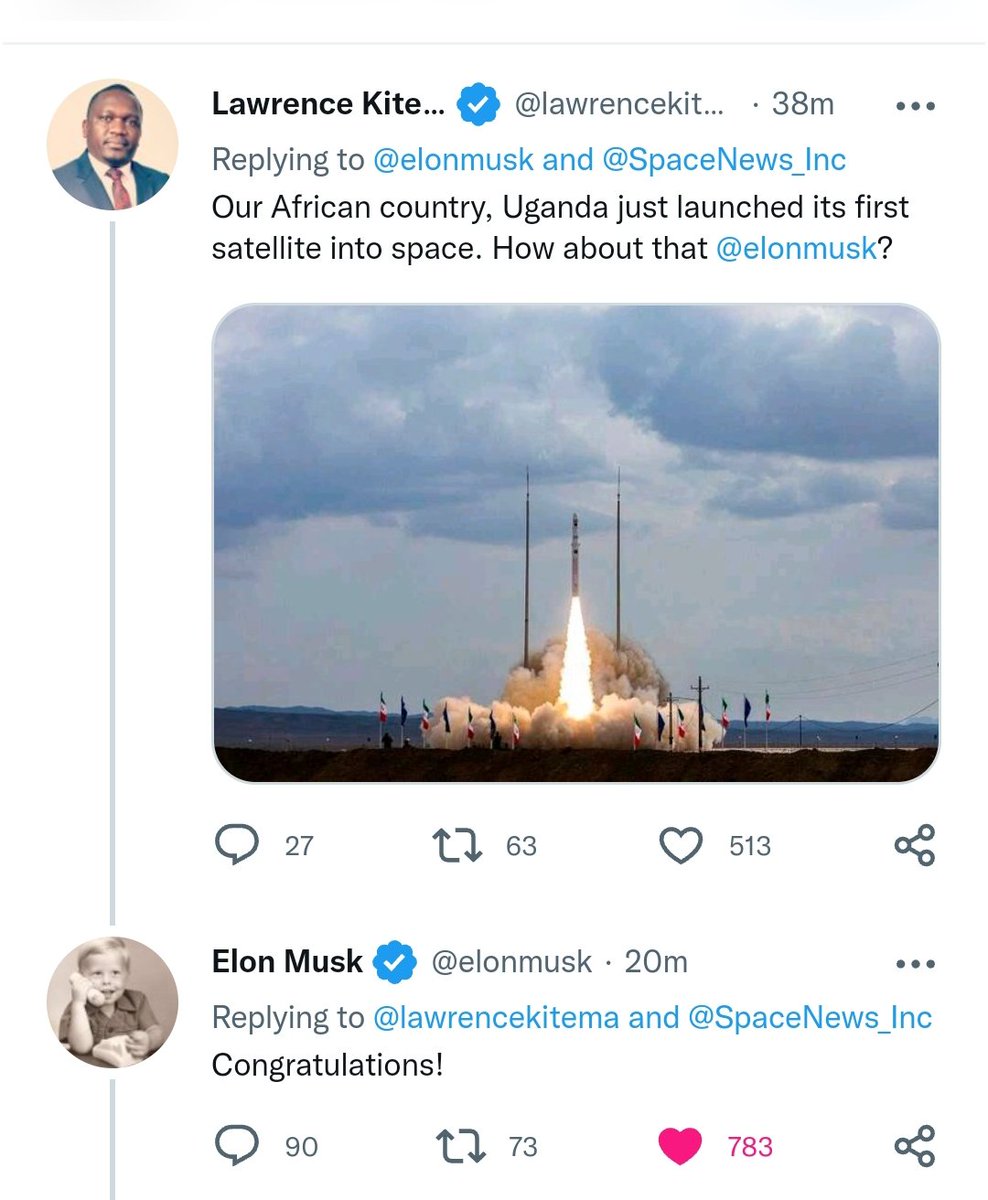 When Elon Musk Just replies to your tweets. Someone has just said am the first African to receive Elon Musk reply. (From comments not me) 😂