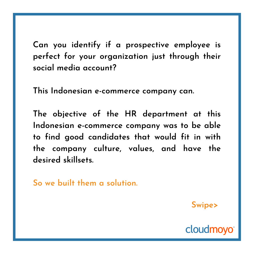 GoCloudMoyo's tweet photo. Find out how CloudMoyo helped an e-commerce company identify best-fit candidates through social media sentiment analysis, using a machine learning model built with #Azure Cognitive Services: https://t.co/8yuEVz28HL

#casestudy #socialmedia #ecommerce #successstory #HRhacks https://t.co/lWXMRWLiek
