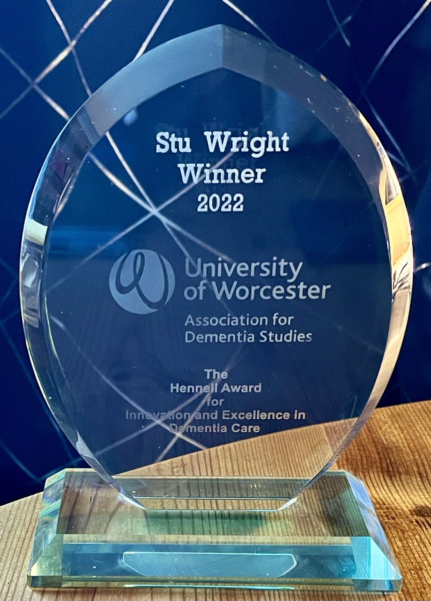 StuWrightDCL's tweet photo. Humbled to receive this award today. This is also recognition of tutors @DementiaStudies colleagues at @Brunelcare that have supported me to develop and grow in my role. Also for carers &amp; colleagues who have embraced learning to make a difference for those living with dementia. https://t.co/sN9fO2Ad7D