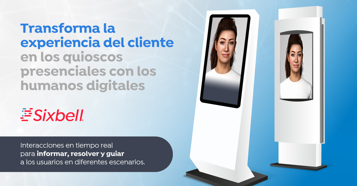 sixbell_corp's tweet photo. Revoluciona la #ExperienciaDelCliente humanizando el #autoservicio con los #HumanosDigitales, uno de los #SmartBots de #Sixbell.
Conoce más de esta #tecnología del futuro aquí: https://t.co/AhgbEagIae https://t.co/fAWqUXOSEb