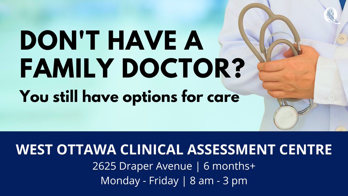 Don’t have access to a family doctor?

There is no need to worry if you or your kids over 6 months have symptoms like fever, cough or chest congestion.

You have options.

You can book an appointment with a doctor at our Assessment Centre: qch.on.ca/COVIDCareClinic #ottawa #ottcity