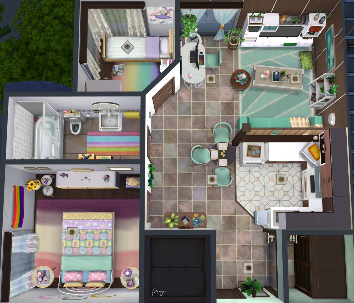 PaogaeT's tweet photo. Before/After: Penny Pizzazz's apartment reno, no cc. 
https://t.co/Ptd7tcMaeM

#TheSims #TheSims4 #Sims4 #TS4 #nocc #Sims4Gallery #Sims4apartment #PennyPizzazz #reno #Sims4Builds #Sims4building #Sims4houses #interiordesign #paogae #ShowUsYourBuilds https://t.co/2cwZxV9Flm