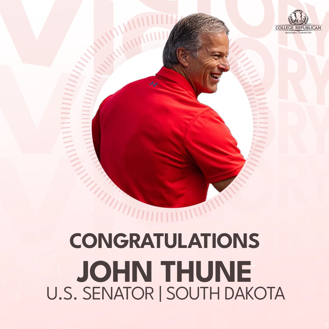 Congratulations to Senator @johnthune on his re-election last night!