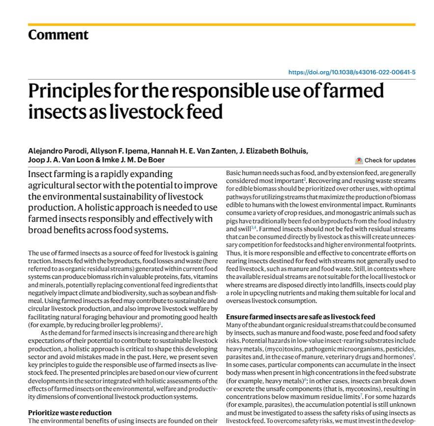 aparodi312's tweet photo. Check out our new comment paper 'Principles for the responsible use of farmed insects as feed' published today in @NatureFoodJnl. Full-text access to the paper here:
https://t.co/E3xAF5TgEY https://t.co/IrR3wiI02g