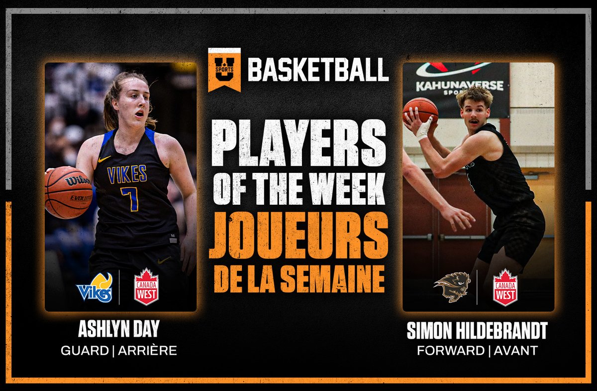 USPORTS_Bball's tweet photo. 🏀Victoria’s Day and Manitoba’s Hildebrandt named U SPORTS Basketball Players of the Week

🏀Ashlyn Day de Victoria et Simon Hildebrandt du Manitoba sont les joueurs de basketball de la semaine de U SPORTS

EN : https://t.co/opC6YZn4lu
FR : https://t.co/F4vjNengt4 https://t.co/7cIU2A2veD